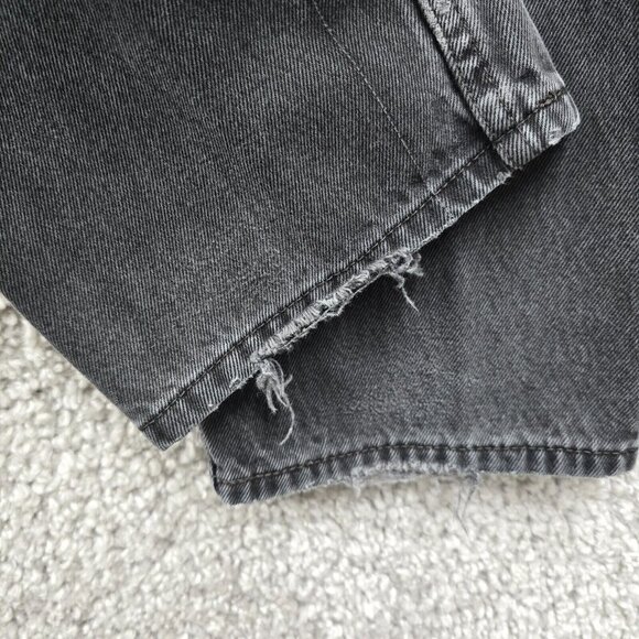 Levi’s 505 Jeans Mens 36x34 (Fits 34x31) Black Straight Denim‎ Grunge Streetwear - Picture 5 of 13